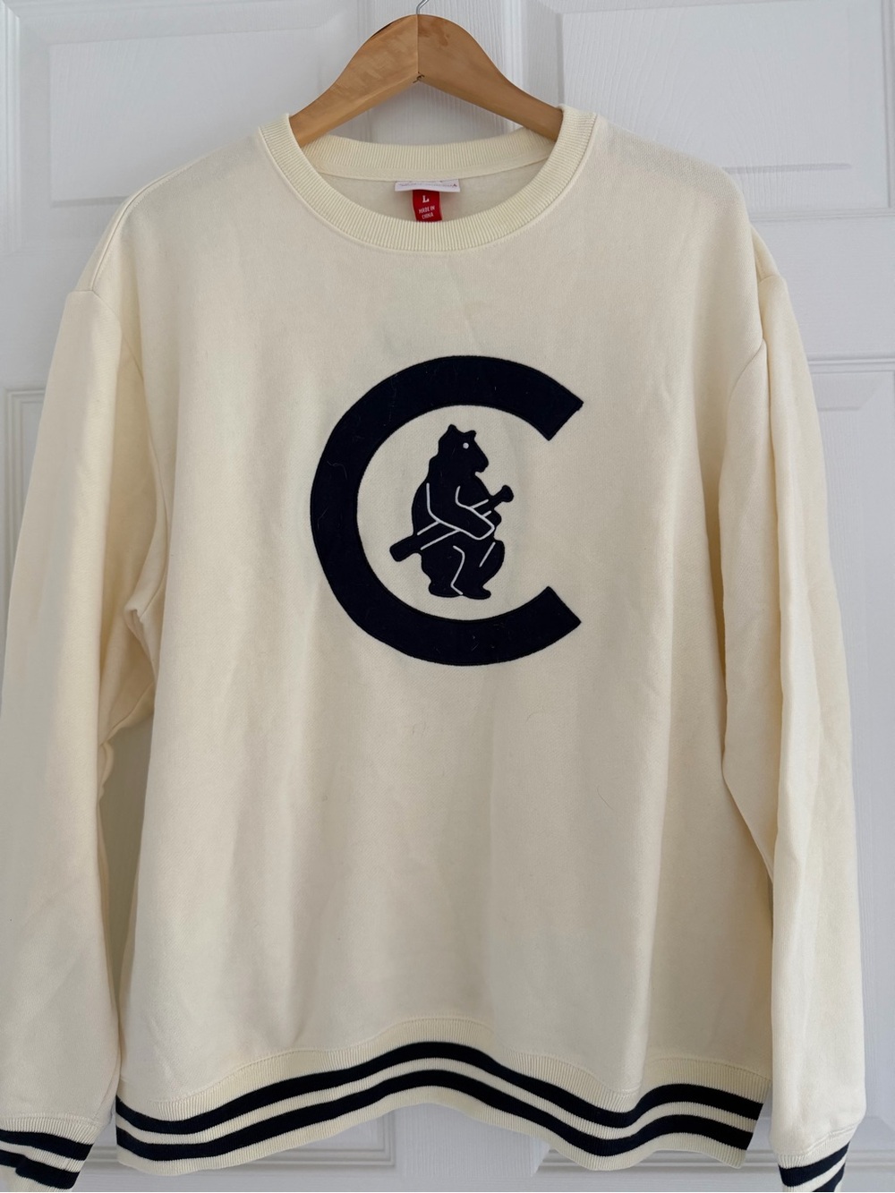 Mitchell & Ness Cream Crewneck with Black Bear Crest